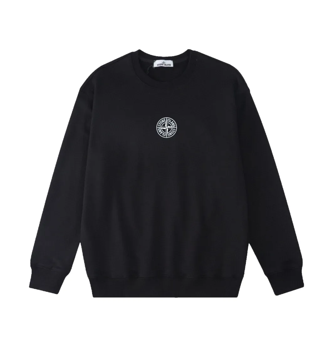 W818#P160💰 Stone Island Stone Island halo compass logo printed round neck long-sleeved sweatshirt! Versatile base round neck sweatshirt for couples! Simple armband design, customized 1*1 thread (fine texture), 380g double-strand large terry fabric, very good quality, foreign trade craftsmanship, respect the original version! The threads at the cuffs and hem are all original bartacks! The time-consuming and material consumption distinguishes the ordinary version on the market! Tops worn by celebrities from all walks of life on INS, can be matched with couple styles!  Color: Black White Size: M-XXL